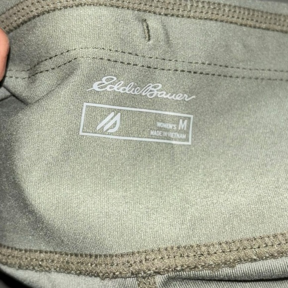Eddie Bauer Ribbed Moto Olive Green Crop Leggings Women’s M Hiking Outdoor Pants - Picture 5 of 12